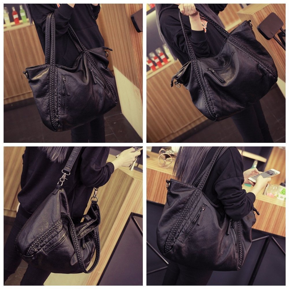 Large Slouchy Tote Bag Purse Soft Leather Hobo Bags Braided ;) - Picture 5 of 6